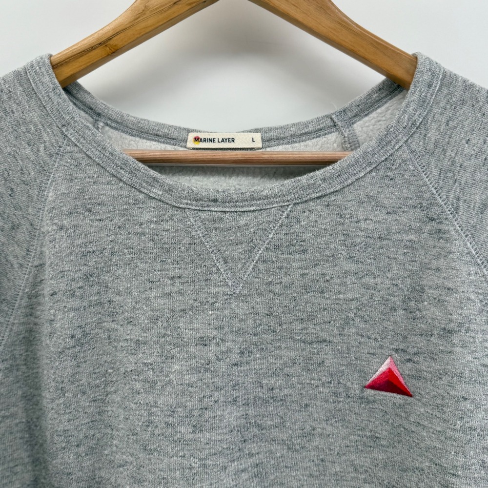 Marine Layer Womens Heather Gray Pavilion Sweatshirt Large with embroidered logo